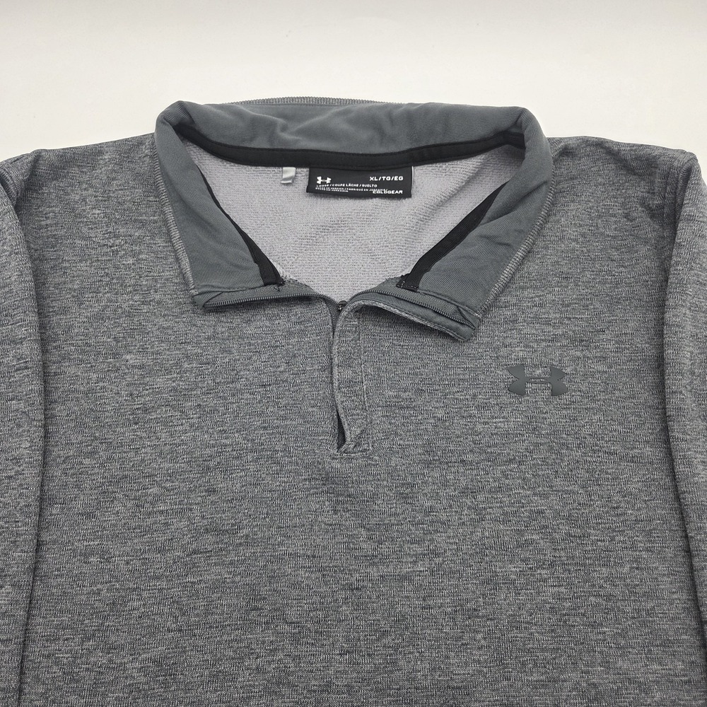 Under Armour Pullover Mens XL Heather Gray Quarter Zip Loose Fleece ColdGear